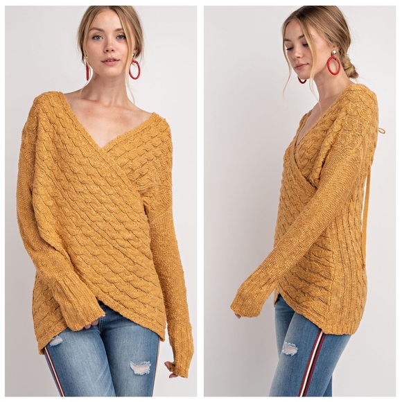 CHAVI-Cross Front Drop Sleeve Sweater - Picture 3 of 3